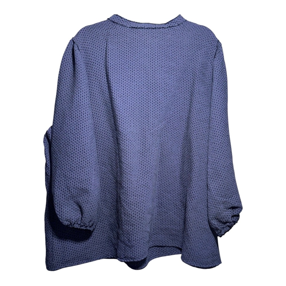 MAX STUDIO Women's Plus Blue 3/4 Balloon Sleeve Pullover Blouse Flowy Viscose - Picture 2 of 5